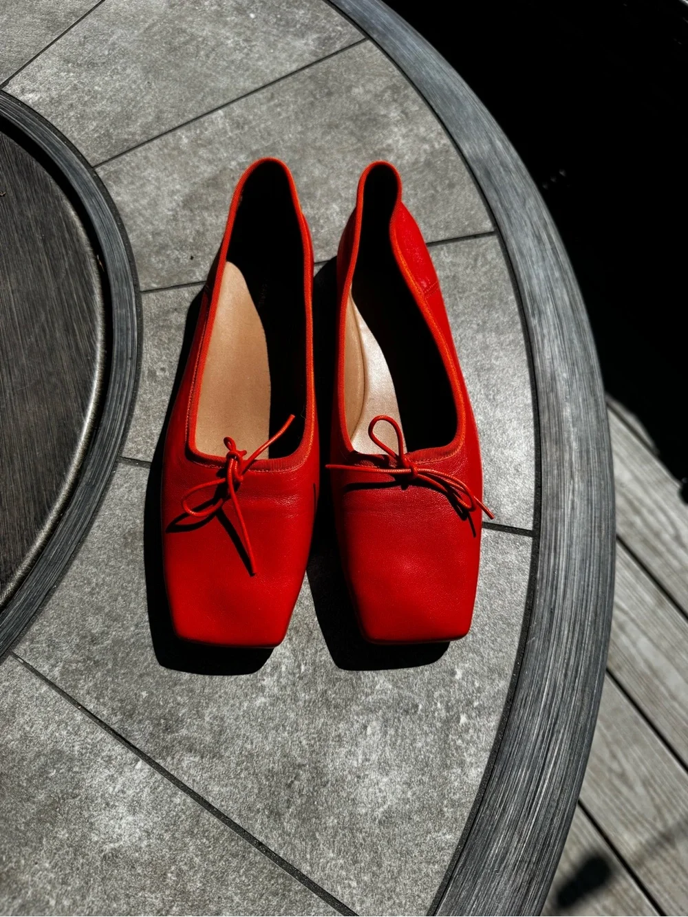 Mansur Gavriel Red Square-Toe Ballet Flats with Bow Detail - Picture 11 of 11